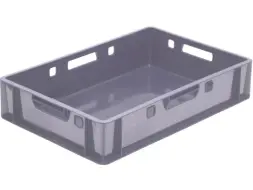 Ящик пластиковый сплошной Е1 (евроформат), 600x400x120 мм, 25 л, серый [205]